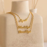 Personalized Water Wave Chain Name Necklace Stainless Steel Choker
