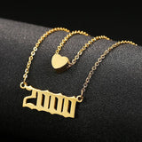 Personalized Heart Number 2 Layered Necklace, Year 1991-2008 Birthday Gift