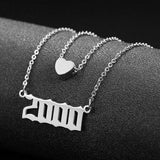 Personalized Heart Number 2 Layered Necklace, Year 1991-2008 Birthday Gift