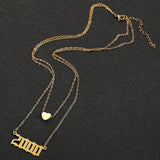 Personalized Heart Number 2 Layered Necklace, Year 1991-2008 Birthday Gift