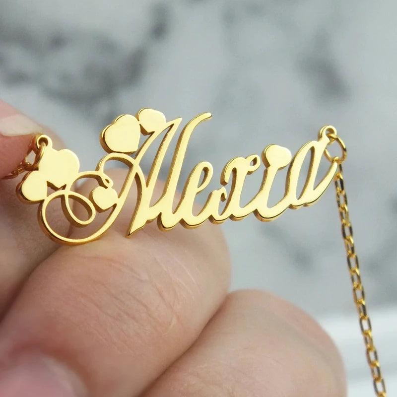 Personalized Name Necklace Stainless Steel Chain Choker Pendant