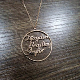 Circle NameNecklace Geometric Jewelry Stainless Steel Chain Private