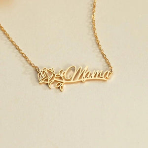 Month Flower Name Necklace With Ribbon Necklace Birthday For Women Girl Jewelry