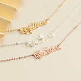 Month Flower Name Necklace With Ribbon Necklace Birthday For Women Girl Jewelry