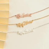 Month Flower Name Necklace With Ribbon Necklace Birthday For Women Girl Jewelry