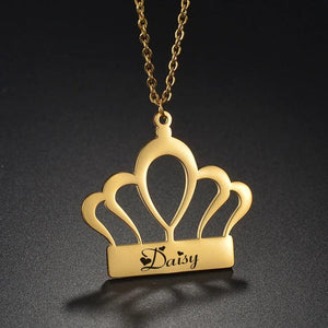 Treebud Crown Name Necklace For Women Girl Stainless Steel