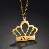 Treebud Crown Name Necklace For Women Girl Stainless Steel