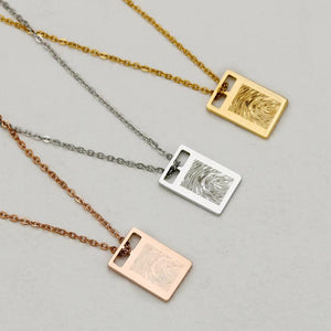Geometric Fingerprint Necklace Stainless Steel Thumbprint Pendant
