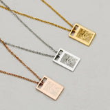 Geometric Fingerprint Necklace Stainless Steel Thumbprint Pendant