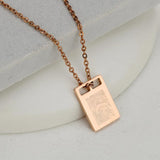 Geometric Fingerprint Necklace Stainless Steel Thumbprint Pendant