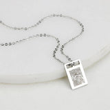 Geometric Fingerprint Necklace Stainless Steel Thumbprint Pendant