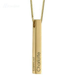 Personalized Engraved Date Necklace Square Bar Pendant Name Jewelry