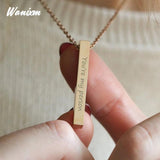 Personalized Engraved Date Necklace Square Bar Pendant Name Jewelry