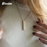 Personalized Engraved Date Necklace Square Bar Pendant Name Jewelry