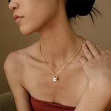 Padlock Lock Initial Letter Necklace Women Stainless Steel Jewelry