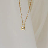 Padlock Lock Initial Letter Necklace Women Stainless Steel Jewelry