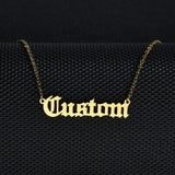 Personalized Name Necklace Old English Style Stainless Steel Girl Gift