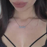 Personalized Name Necklace Old English Style Stainless Steel Girl Gift