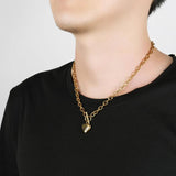 Heart Pendant Initial Letter Necklace Stainless Steel Charm Choker