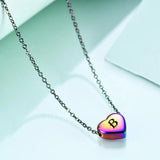 Kids A-Z 26 Letter Chain Necklace Stainless Steel Rainbow Heart Initial