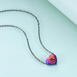 Kids A-Z 26 Letter Chain Necklace Stainless Steel Rainbow Heart Initial