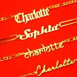 Name Pendant Necklace Cursive Arabic Crown Heart Script Handwriting