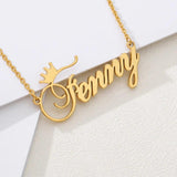 Name Pendant Necklace Cursive Arabic Crown Heart Script Handwriting