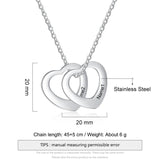 JewelOra Engraved Heart Pendant Necklace with Family Names