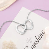 JewelOra Engraved Heart Pendant Necklace with Family Names