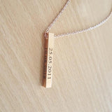 Personalized Vertical Bar Name Necklace 3D Engraving Stainless Steel Jewelry