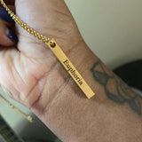 Personalized Vertical Bar Name Necklace 3D Engraving Stainless Steel Jewelry