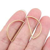 20pcs Raw Brass D Shape Earrings Charms Linker for DIY Necklace Jewelry Making