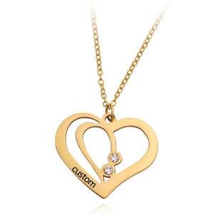 Personalized Heart Necklace with Name & Birthstone Pendant