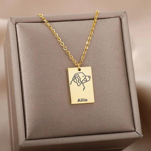 Stainless Steel Dog Portrait Necklaces For Women