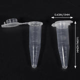 100PCS 1.5ml Test Tube Centrifuge Vial Snap Cap 42x11mm Clear