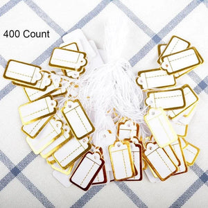 400 Pcs Paper Jewelry Tags With String 25x13mm