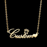Treebud Crown Heart Necklace For Women Stainless Steel Personalized Nameplate