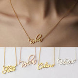 Personalized Cursive Name Necklace for Women Stainless Steel Choker Pendant