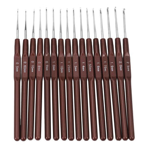16pcs ABS Handle Crochet Hooks Knitting Needles Set 0.5mm-2.5mm