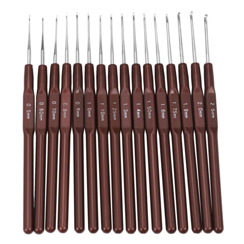 16pcs ABS Handle Crochet Hooks Knitting Needles Set 0.5mm-2.5mm