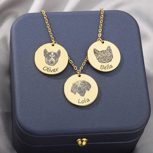 Personalized Stainless Steel Pet Photo Disc Necklace for Women