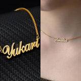 Personalized Thin Box Chain Name Necklace- Stainless Steel