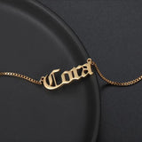 Personalized Thin Box Chain Name Necklace- Stainless Steel