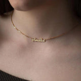 Personalized Thin Box Chain Name Necklace- Stainless Steel