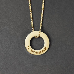 Men's Stainless Steel Name Necklace Round Engraved Letter Personalized Gift