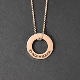 Men's Stainless Steel Name Necklace Round Engraved Letter Personalized Gift