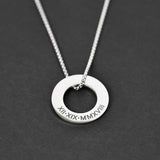 Men's Stainless Steel Name Necklace Round Engraved Letter Personalized Gift