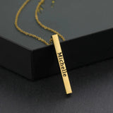 Personalized Engraved Name Date Square Necklace for Women