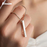 Personalized Engraved Name Date Square Necklace for Women