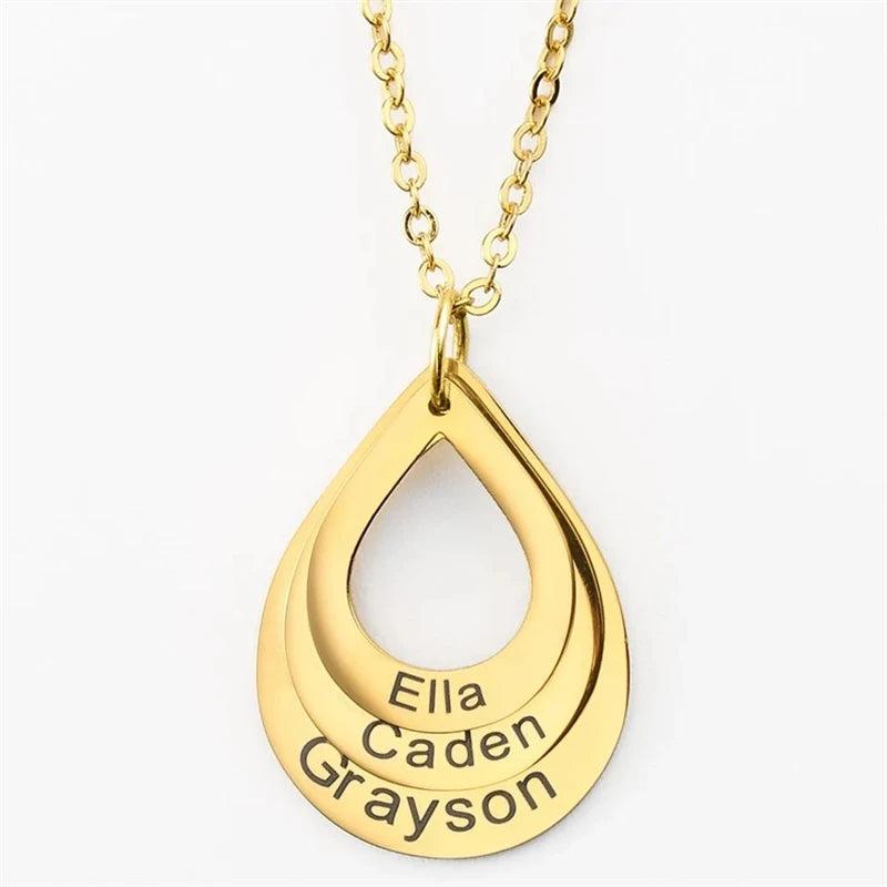 Personalized Water Drop Pendant Necklace for Mother Gift